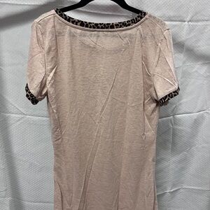 Umgee Beige dress shirt with Leopard Accents